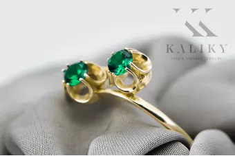 خاتم الزمرد 14 كارت من الذهب الأصفر فينتاج vrc266y